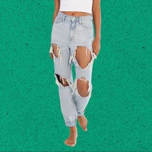 BDG deeply distressed mom jeans!